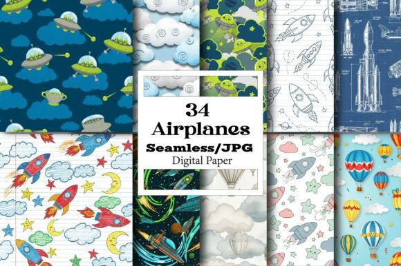 Airplanes Digital Seamless Pattern: Your Ticket to Creative Projects