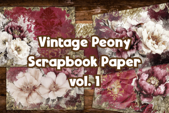 Burgundy Peonies: Vintage Digital Paper for Creative Projects
