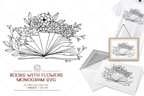Designing with the Books with Flowers Monogram SVG