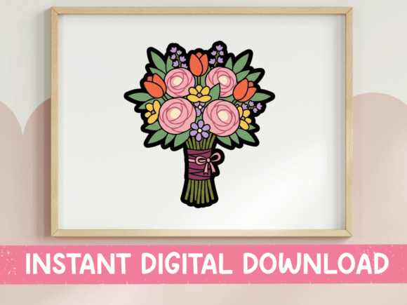 Lush Bouquet Sticker Design for Romantic Craft Projects