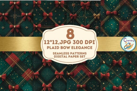 Plaid Bow Elegance: Elevating Your Seasonal Designs with Seamless Patterns