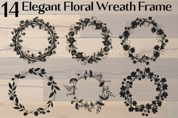 Timeless Elegance: A Collection of Floral Wreath Frame Silhouettes