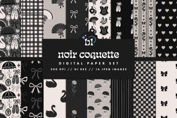 Unlock Endless Creativity with Black and White Coquette Digital Paper