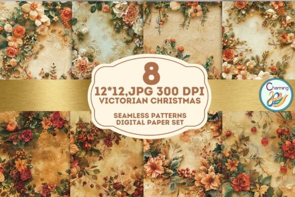 Victorian Elegance Reimagined: Seamless Christmas Patterns